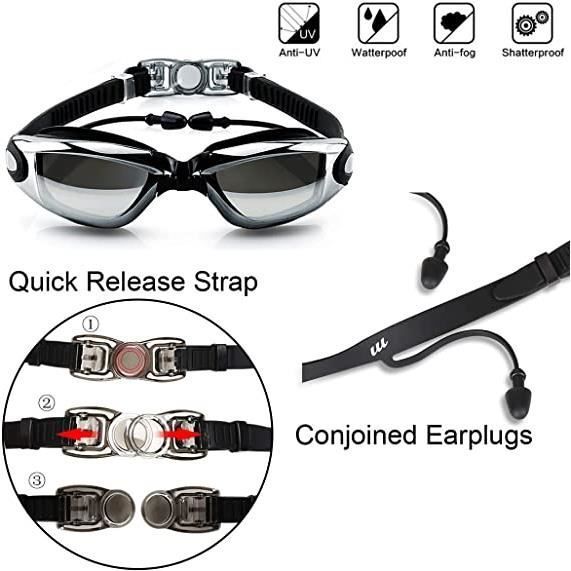 Lunettes de Natation, Lunettes de Natation Anti-UV et Anti-buée, et Libre Pince-Nez, Bonnet de bain, des Bouchons d'oreille
