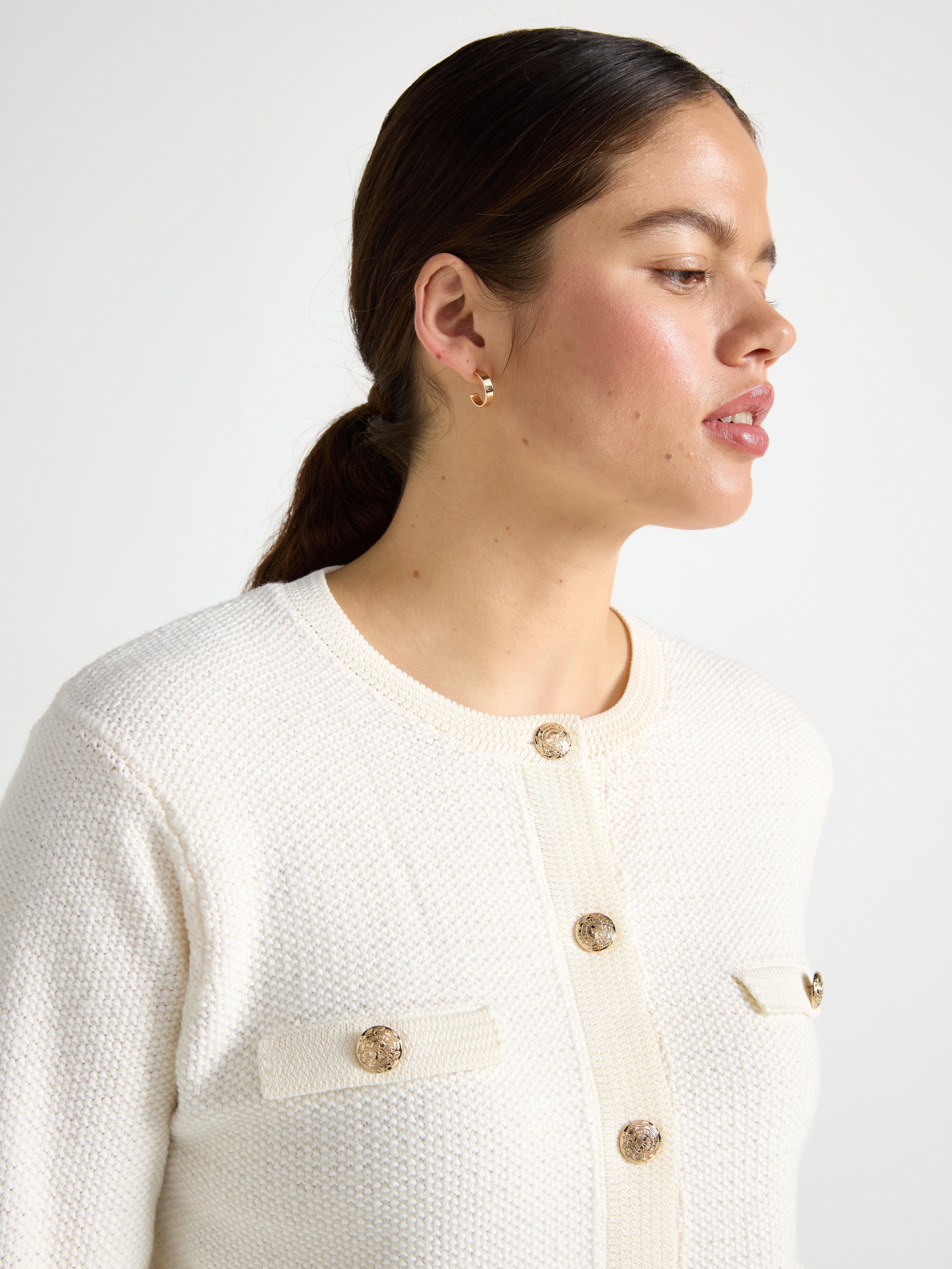 Stickad cardigan Light Dusty White