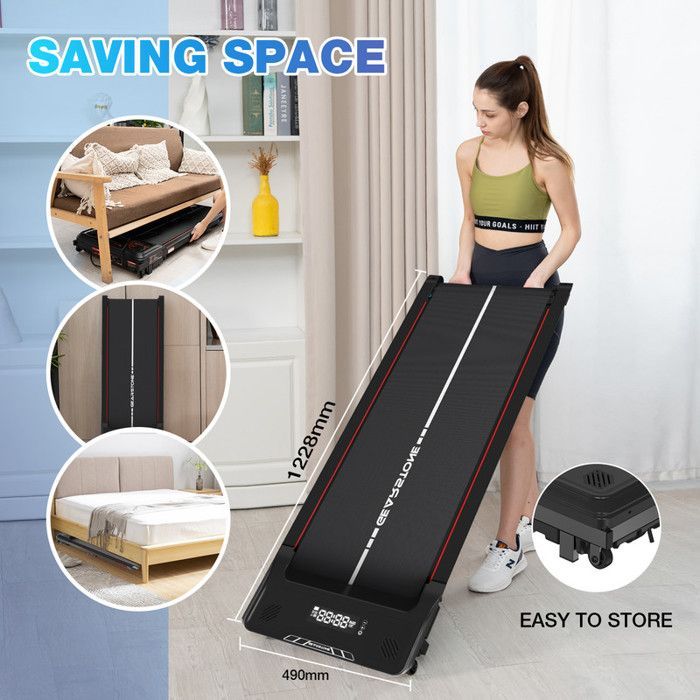 Tapis roulant WP6 per camminata/corsa, motore da 440 W, velocità da 1,0 a 6,0 km/h, dimensioni del nastro 1228*490*121 mm, nero con dettagli rossi
