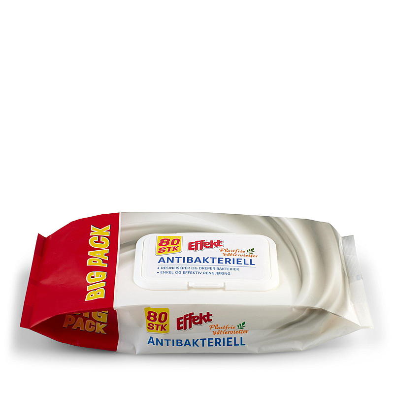 Toallitas desechables Effect, 80 unidades, con efecto antibacteriano.