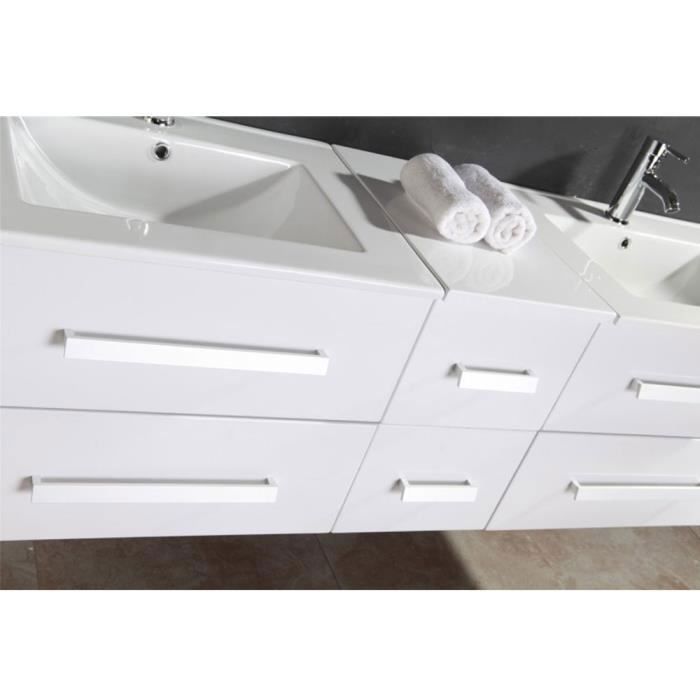 Badkamermeubel - Janel - 150 cm - Dubbele wastafel - Wit MDF - Modern