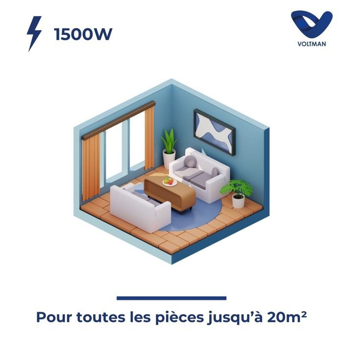 Voltman Wi-Fi-aangesloten droog gietijzeren inertieverwarming - Wit - 1500W