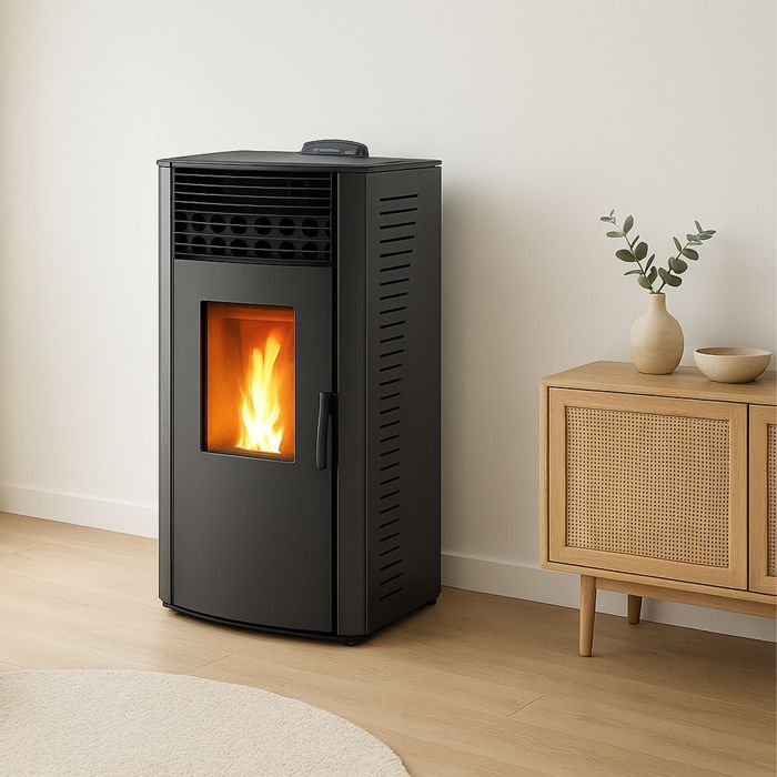 Estufa de pellets sellada negra Sannover Anita de 15 kW