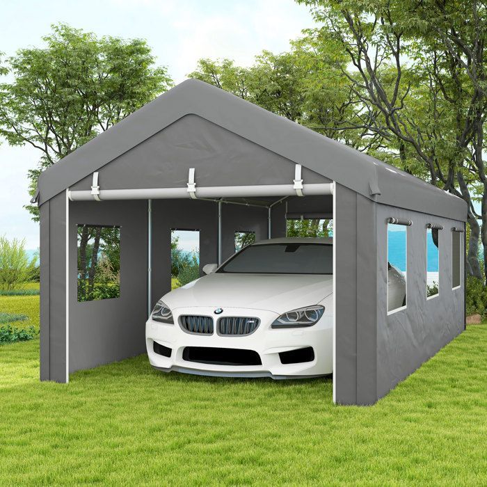 Posto auto coperto - Outsunny - 600x295x278cm - PE - grigio