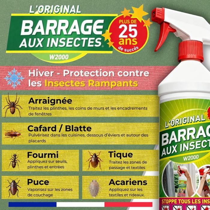 Barrera antiinsectos W2000 3x1L con 3 tapones de seguridad + 1 botella pulverizadora
