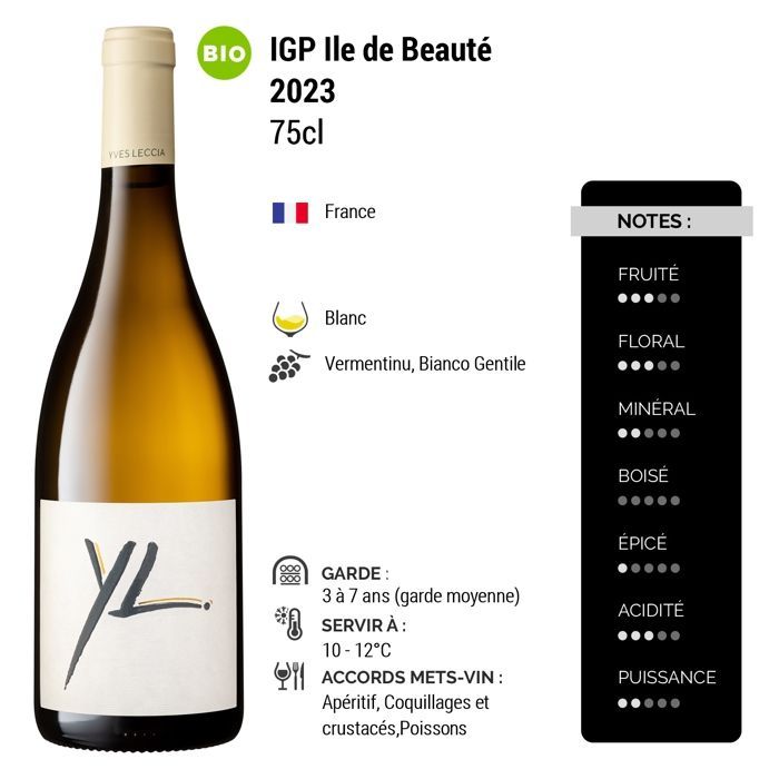 Yves Leccia Ile de Beauté 2023 - Vin Blanc de Corse (3x75cl) BIO