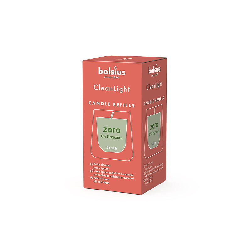 Bolsius Clean Light 2er-Pack Nachfüllpackung, 0 % Duftstoffe