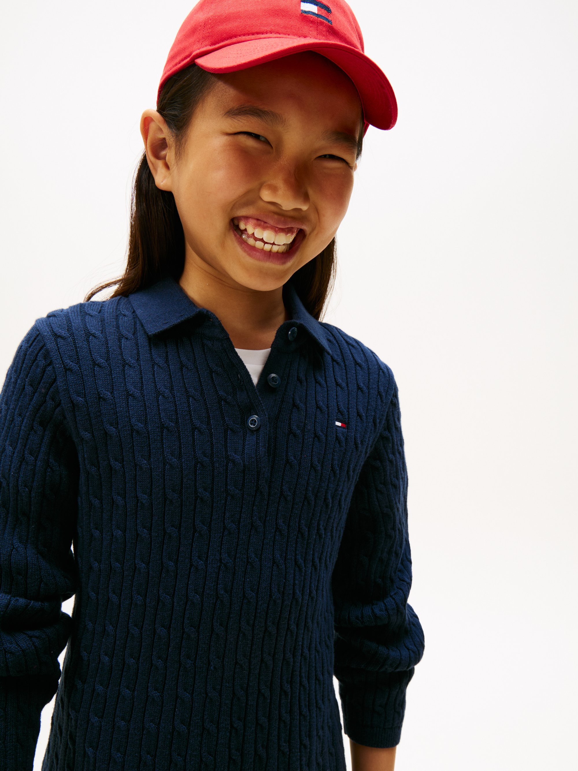 Robe pull Tommy Hilfiger à torsades - Bleu marine foncé