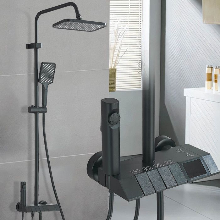 Coluna de chuveiro, sistema de chuveiro com termostato digital LED, chuveiro tipo chuva.