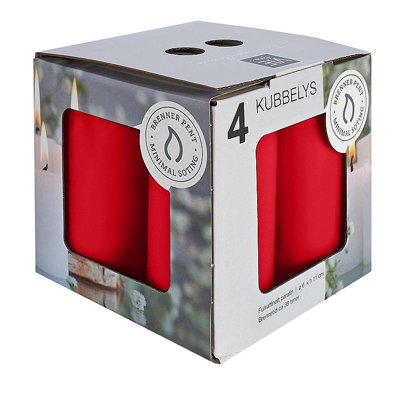Vie Home Kublampa 4-pack 6x11 cm röd