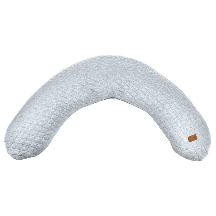 BÉABA - Big Flopsy™ - Pregnancy and Nursing Pillow - Cotton Flower® - Heather Grey, 180 cm