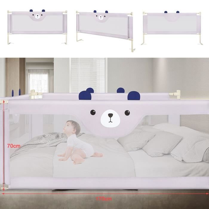 XUANYU Barrière de Lit Portable Bébé,XXL, Portable & Pliable,avec Safetybutton,Protection de Chute,pour Tout Petits,170CM,1pcs