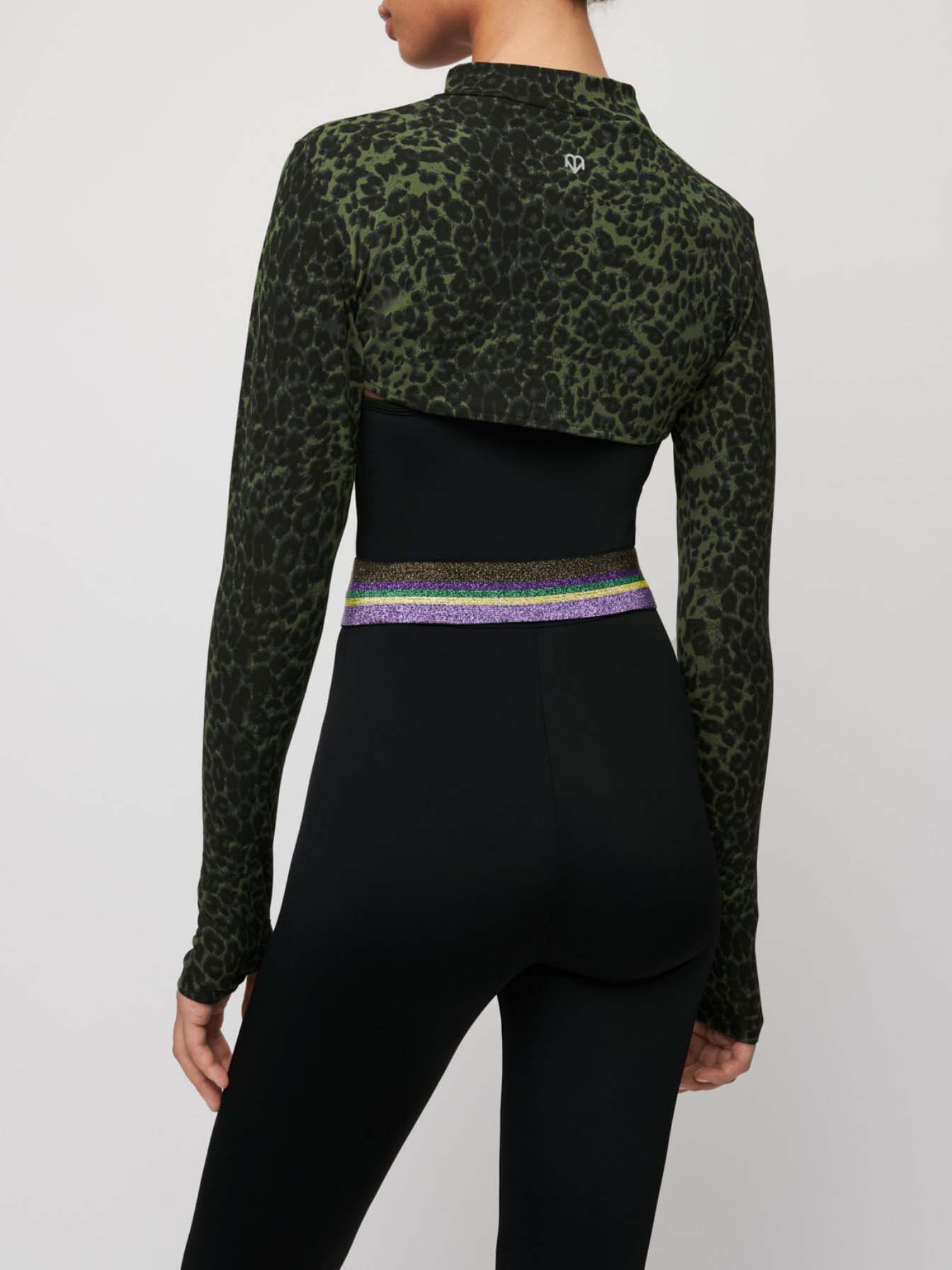 Top scurt cu imprimeu - Leopard kaki cu imprimeu