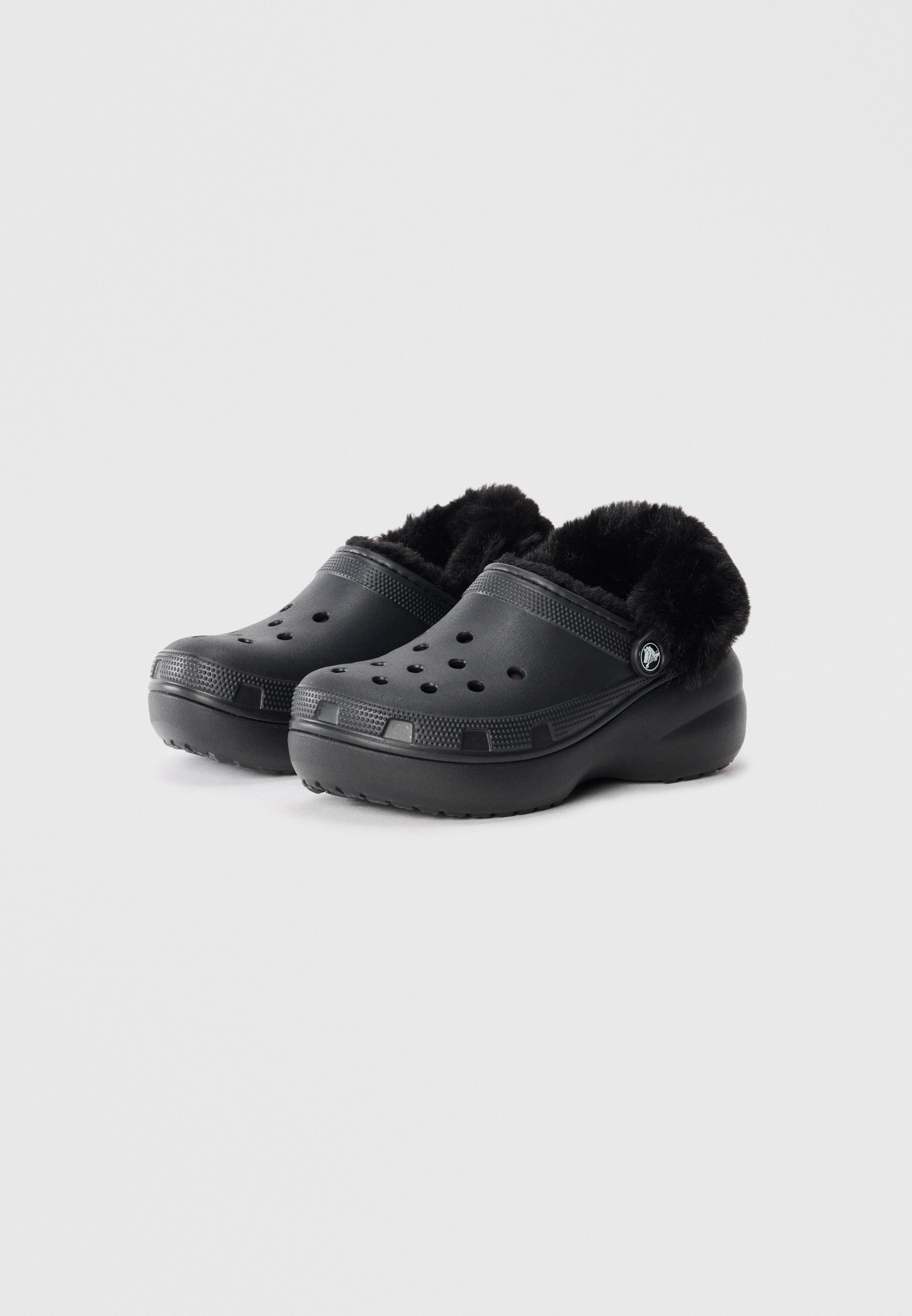 Crocs PLATFM LINED FUZZ STRAP - Muiltjes - zwart