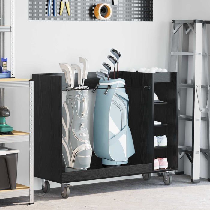 Taquilla de golf moderna - vidaXL - Roble negro - 120x45x98 cm - Amplio espacio de almacenamiento - 4 ruedas - Estructura metálica
