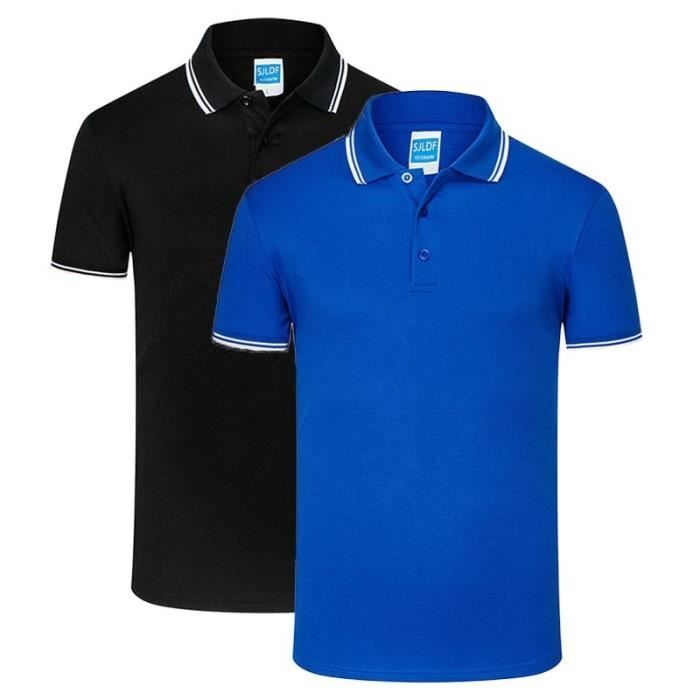 Confezione da 2 polo da uomo - INSFITY - T-shirt a maniche corte - Colletto classico - Comode - Nero/Blu