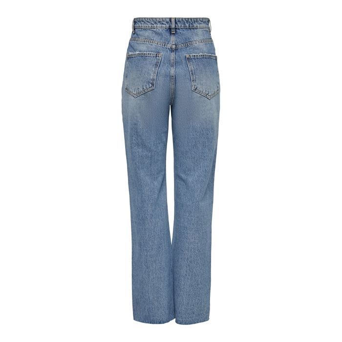 ONLY Riley Life damesjeans met hoge taille en rechte pijpen in blauw katoenen denim.