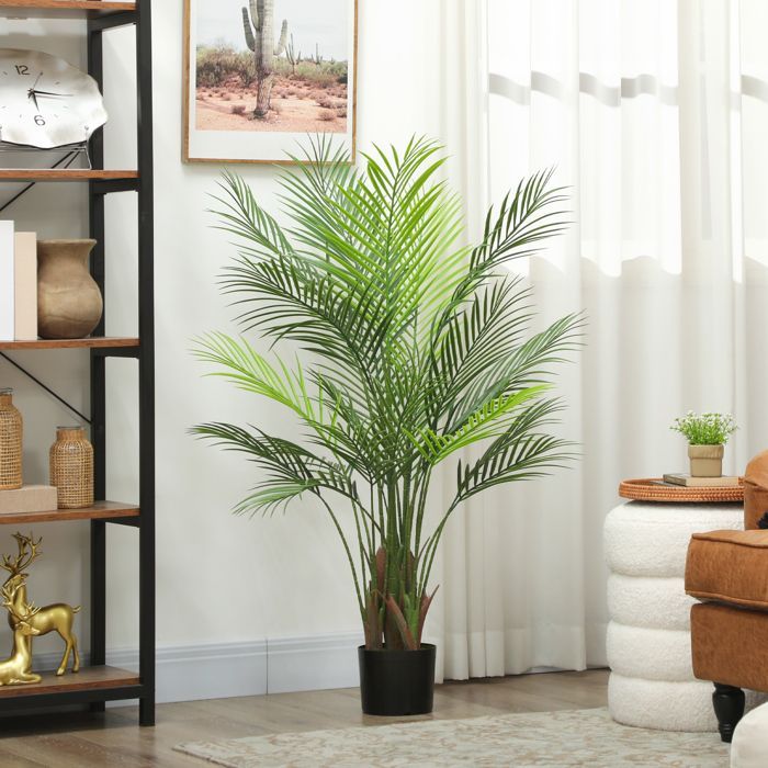 Plante artificielle intérieure - HOMCOM - pot en plastique et flocage, 22 feuilles en PE - 120 cm - vert