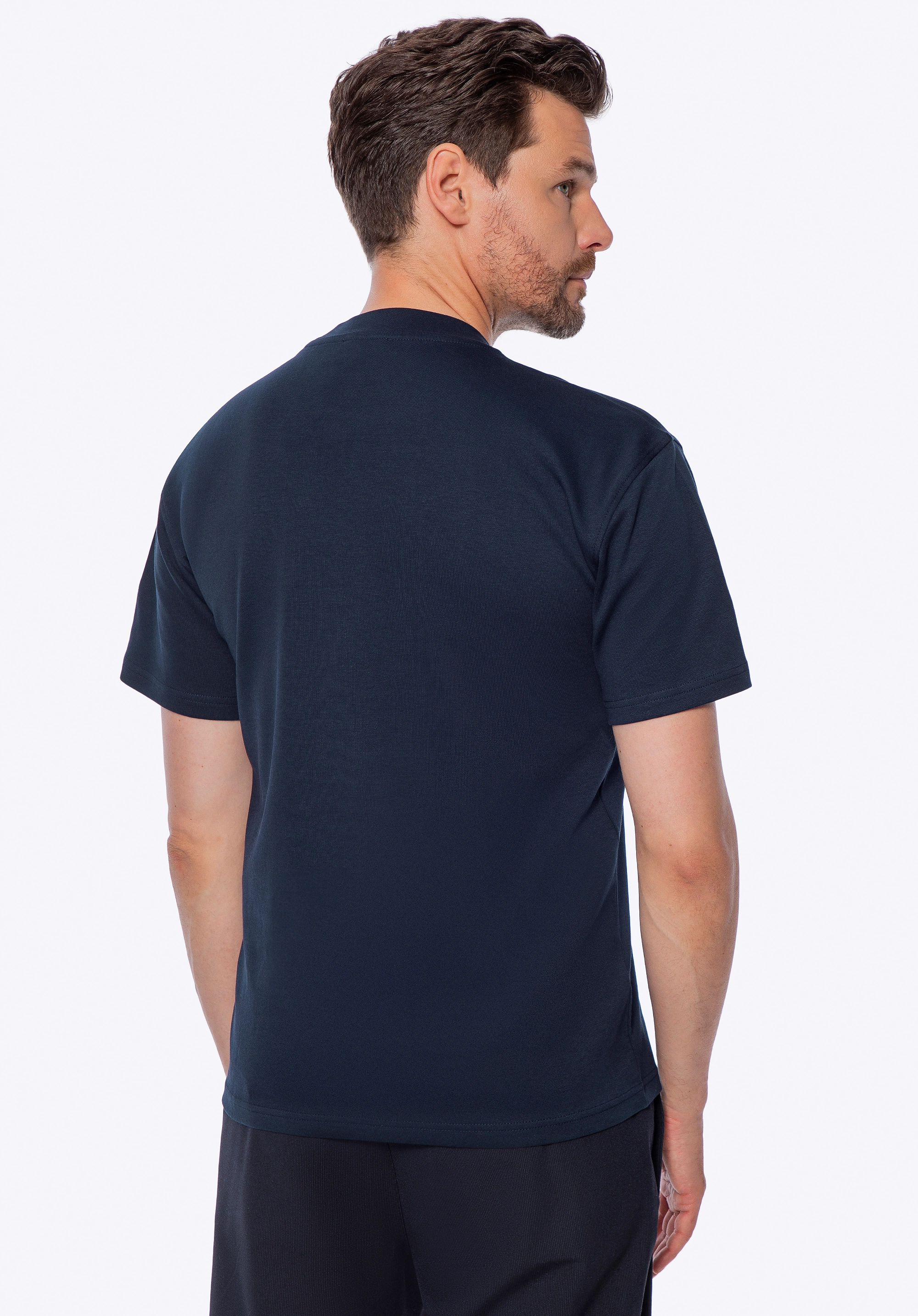 T-shirt męski z bawełny granatowy