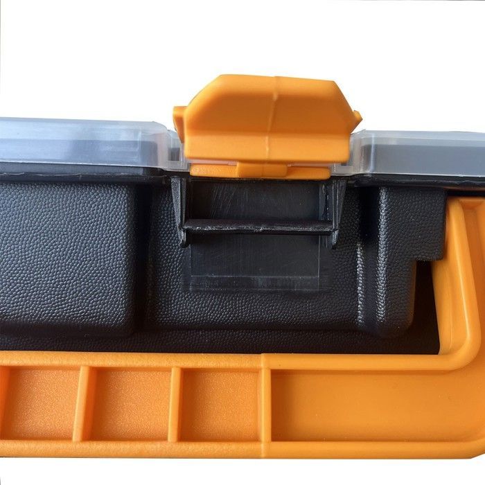 Caja organizadora profesional con 23 compartimentos extraíbles, color negro y naranja, 44,3 x 31,7 x 8 cm, INTEC