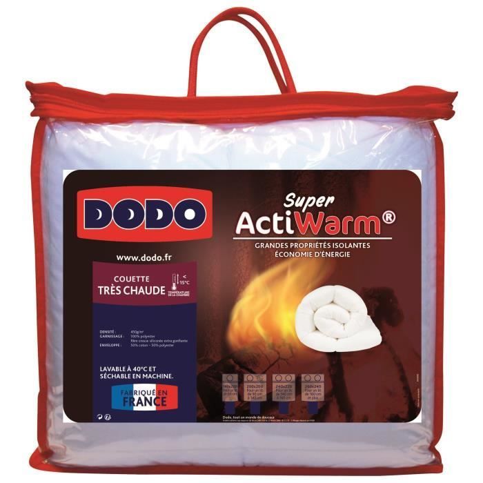 Piumino DODO Extra Caldo 450 g/m² SUPER ACTIWARM 200x200 cm Bianco