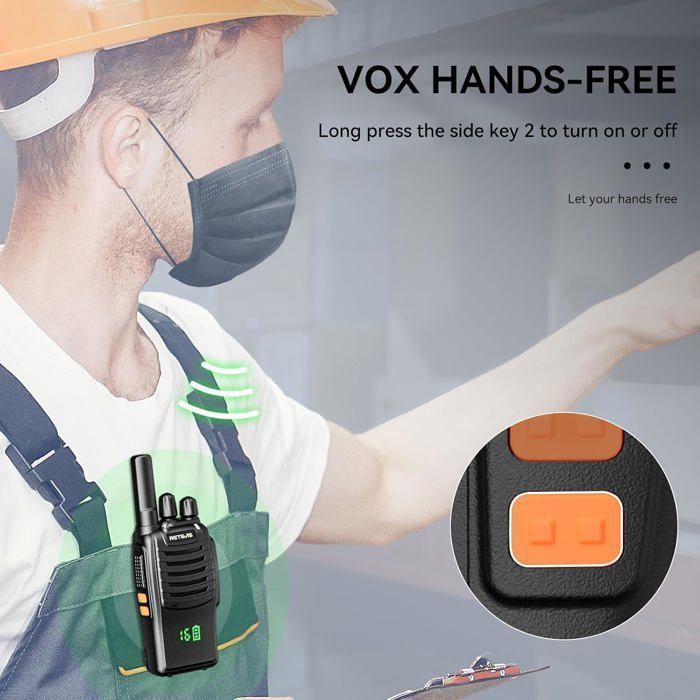 Retevis H777H Professional Walkie Talkie, with Display, Type C Charging and USB Charger, Long Range PMR446, VOX, Alarm (3 Pcs)
