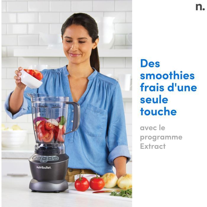 Nutribullet Combo Blender - NBF500DG - 1200 Watt - 1,65 liter kan - Inclusief 2 bekers en 2 reisdeksels - Zwart - BPA-vrij