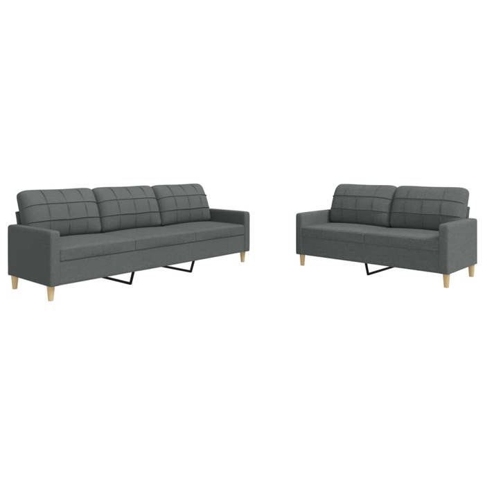 vidaXL Ensemble de canapés 2 pcs gris foncé tissu, canapé, siège de canapé, canapé relax, canapé confort, fauteuil de 3278320