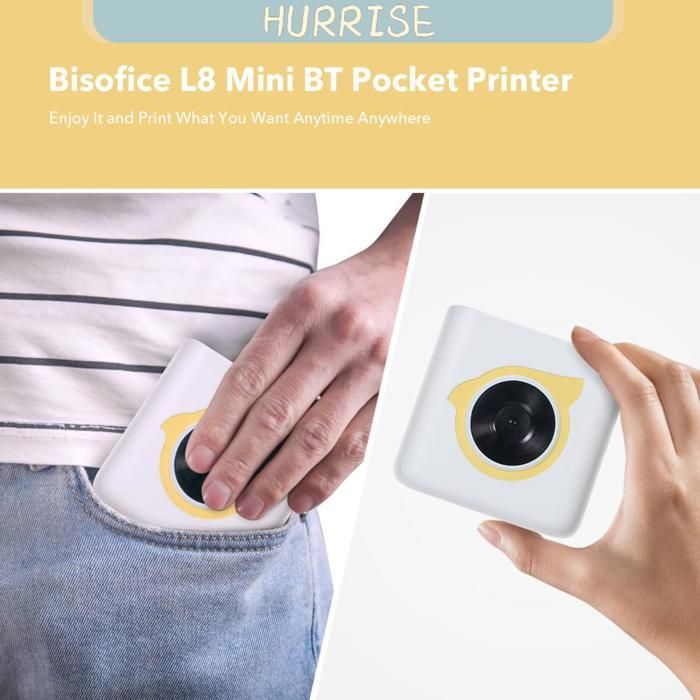 Tbest Mini Stampante Foto Bisofice L8 Mini Stampante Portatile Tascabile Termica per Etichette Stampante per Computer Gialla