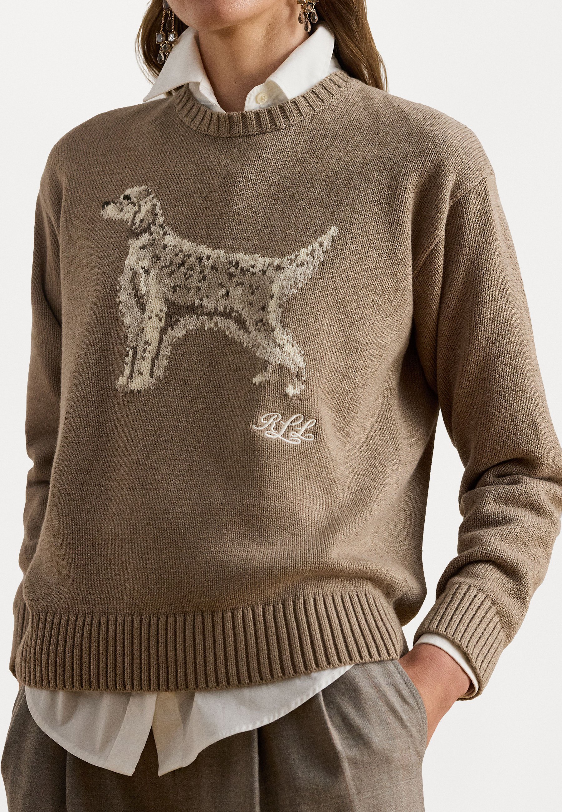 Lauren Ralph Lauren INTARSIA KNIT ENGLISH SETTER SWEATER - Svetr - black