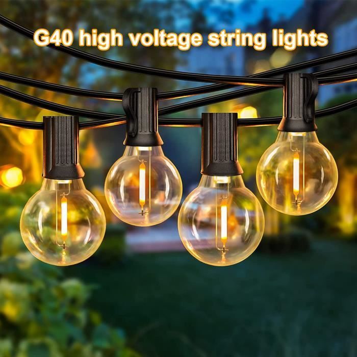 Luci a stringa LED per esterni da 15 m - BLEOSAN - 25 lampadine G40, plastica, impermeabili IP44