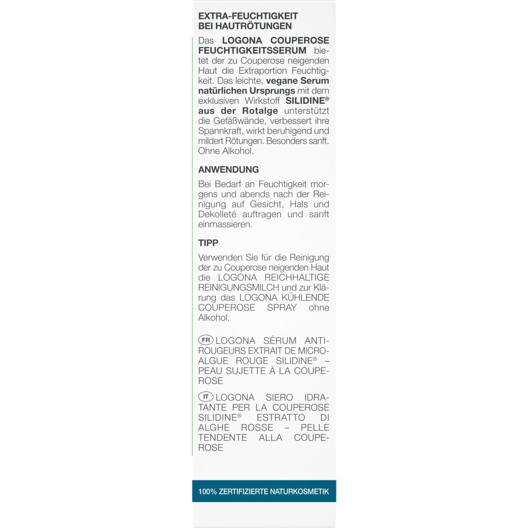 Logona kosteuttava seerumi, jossa on punaleväuutetta couperosasta, SILIDINE® - 30 ml