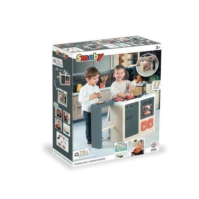 SMOBY - Cucina a isola - Design moderno - Superficie di gioco a 360° - Funzioni tradizionali - 23 accessori - Età 3+