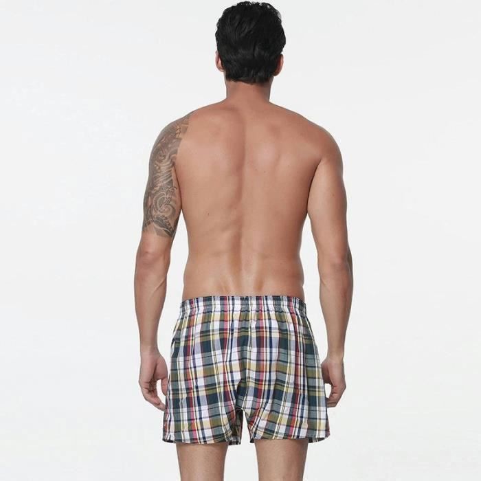 Pack of 5 Men's Plaid Check Boxer Briefs in Comfortable Cotton with Elastic Waistband - Black, Navy Blue