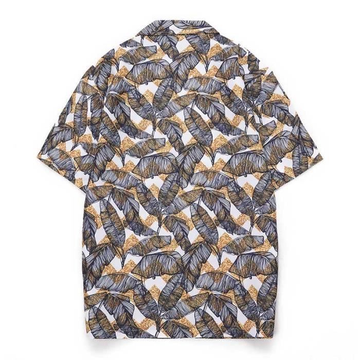 Camicia hawaiana da uomo, maniche corte, estiva - INSFITY - nera - vestibilità regolare - adulto - colletto a camicia