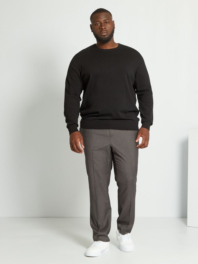 Lichtgewicht gebreide trui van jersey - Zwart