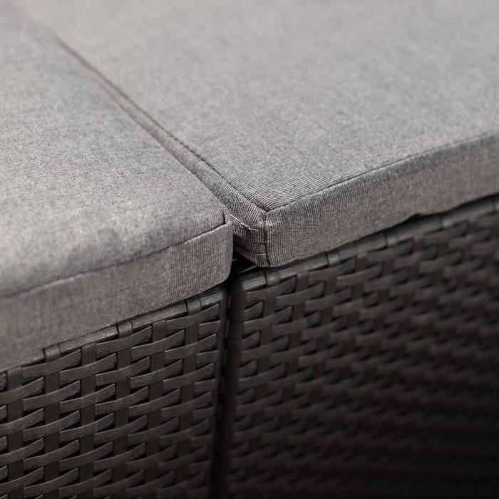Salon de jardin en imitation résine tressée ALLIBERT avec table basse range-coussins - 6 personnes - SanRemo - Gris graphite