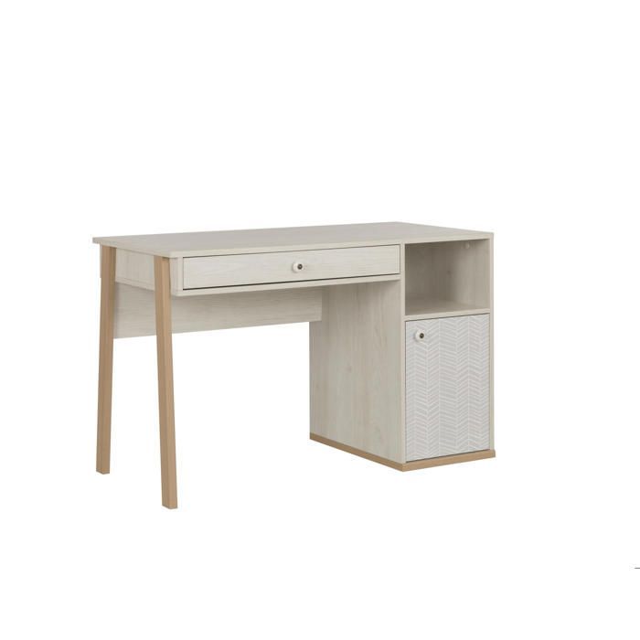 Escritorio con 1 puerta y 1 cajón - Charme - ALIKA - Blanco - Hecho en Francia