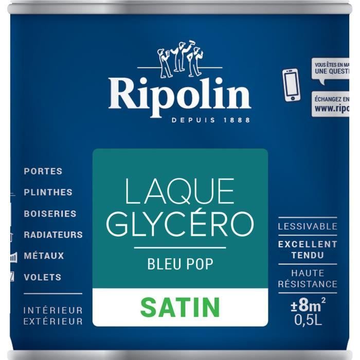 RIPOLIN Glycero-Dekorlack für den Innen- und Außenbereich – Pop Blue Satin, 0,5 l