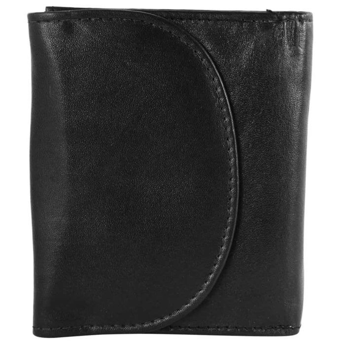 Cartera para hombre - AKZENT - Diseño exclusivo - Piel de oveja - Negra - Compacta 11×9×2 cm