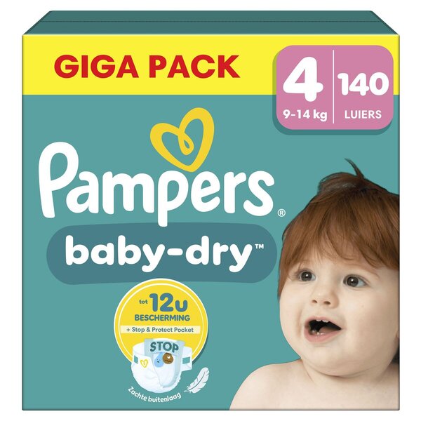Scutece Pampers Baby-Dry mărimea 4 (9-15 kg), 140 bucăți