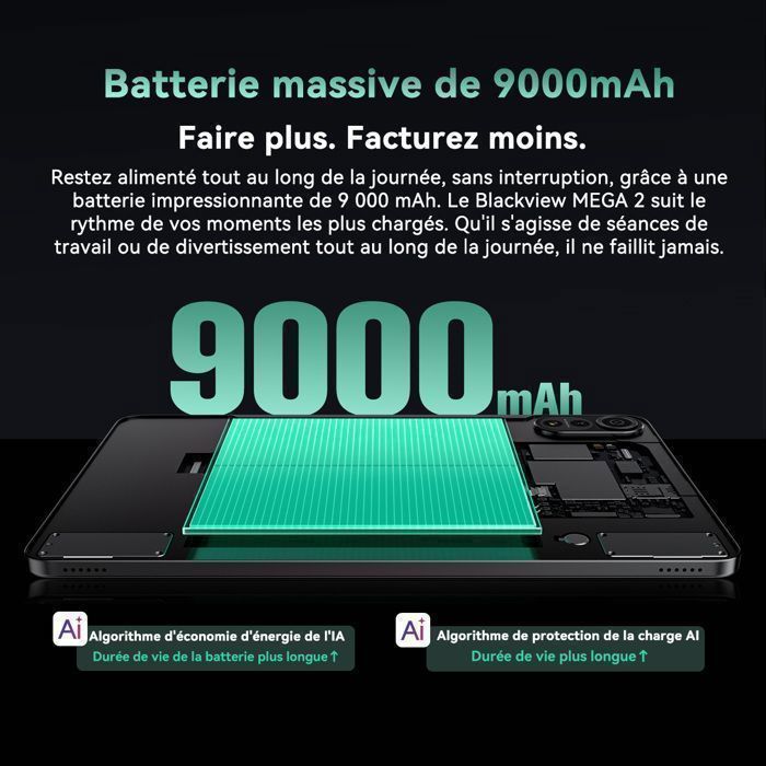 Blackview MEGA2 12-inch Tablet, 24GB + 256GB, Android 15, Tablet with Keyboard + Mouse, 9000 mAh Battery, 2.4K FHD+, Widevine L1, 5G WiFi