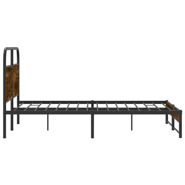 Bed frame - UU - 120x190 cm - Smoked oak - Engineered wood - Steel - With headboard - Clearance height 27 cm