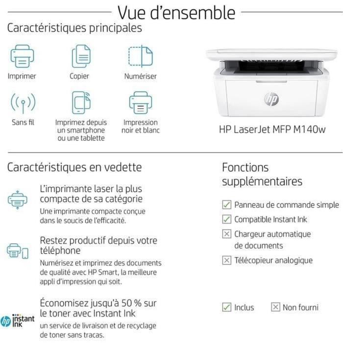 HP LaserJet M140w Schwarzweiß-Laser-Multifunktionsdrucker + Original schwarze Tonerkartusche W142A