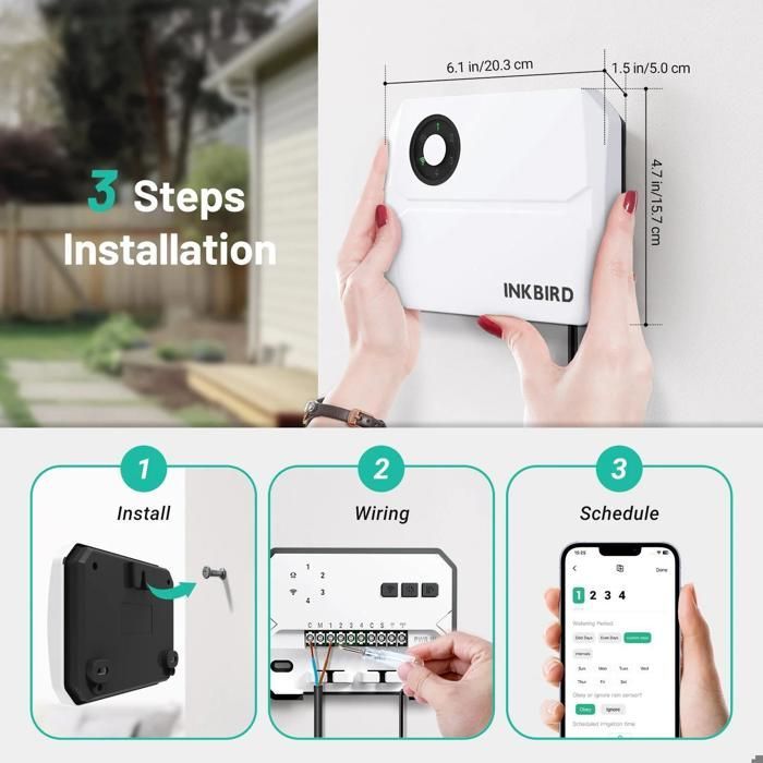 Controlador de riego WiFi de 4 vías INKBIRD IIC-400-WIFI, temporizador de riego automático, control mediante aplicación inteligente, función