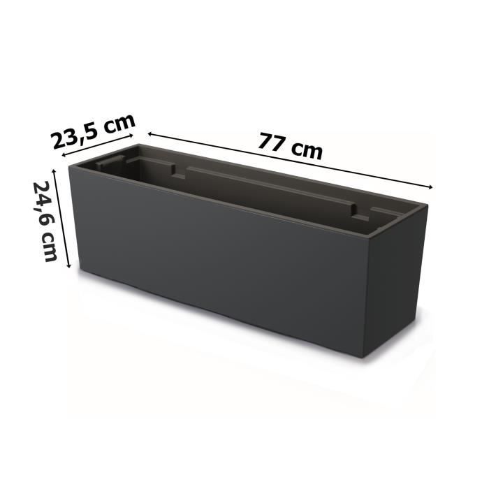Blumentopf/Pflanzkasten 77 x 24 cm, UV-beständig, Balkonkasten/Pflanzkasten für den Innen- und Außenbereich, anthrazit