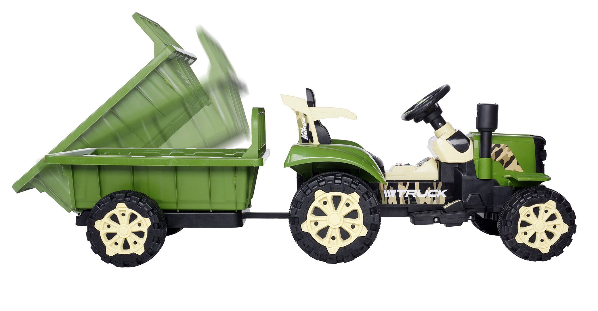 Actionbikes Motors elektrische kindertractor met aanhanger, inclusief afstandsbediening, laadvermogen 30 kg (2-delig), 30 kg laadvermogen - automatische rem - 2x 6V motor - vanaf 3 jaar
