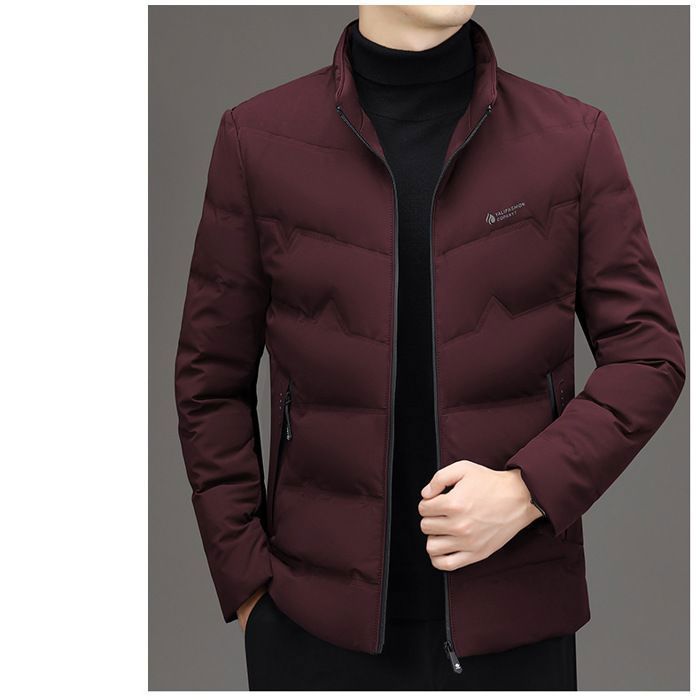 Giacca imbottita da uomo casual, elegante, con collo alto, tinta unita - Borgogna