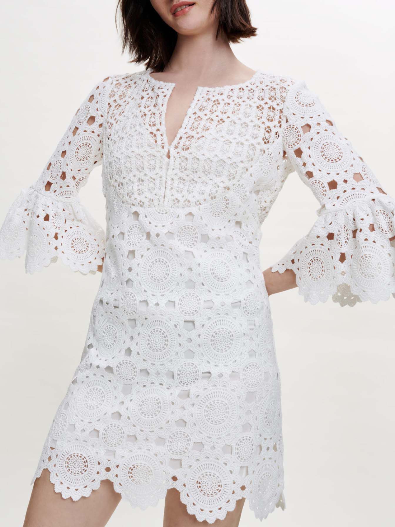 Rochie dreaptă din ghipură - Alb