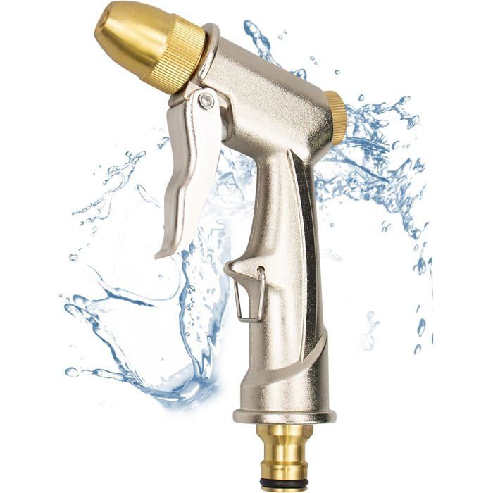 ®RisingFF Hochleistungs-Metallwasserpistole mit massiver Messingdüse, Hochdruck-Gartenschlauchsprenger